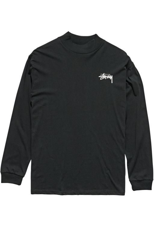 Stussy Womens Shrooms Mock Neck LS Long Sleeve T Shirt Black - QFUVN8376